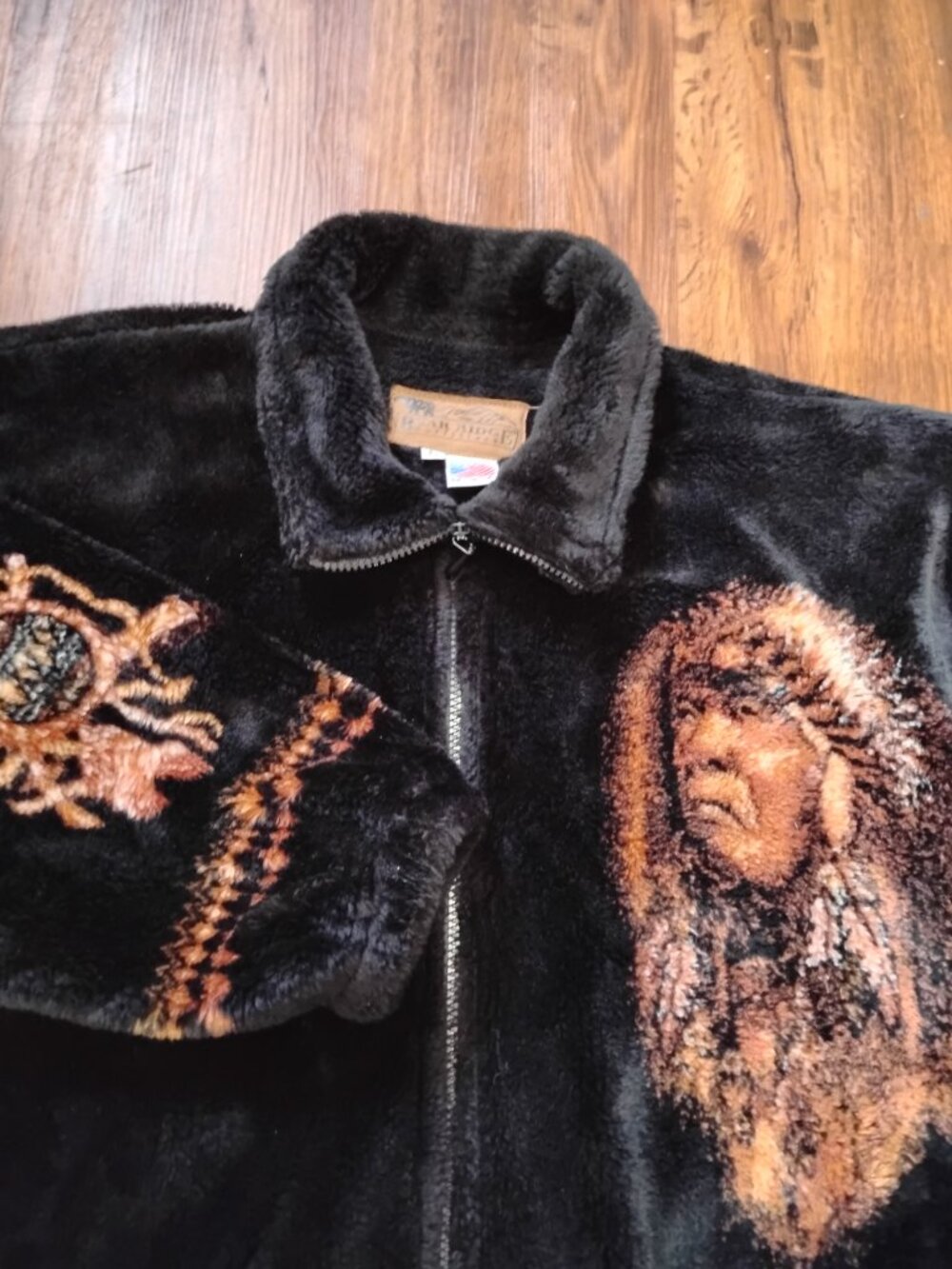 Vintage Bear Ridge Native American Chief First Nation Fleece Jacket